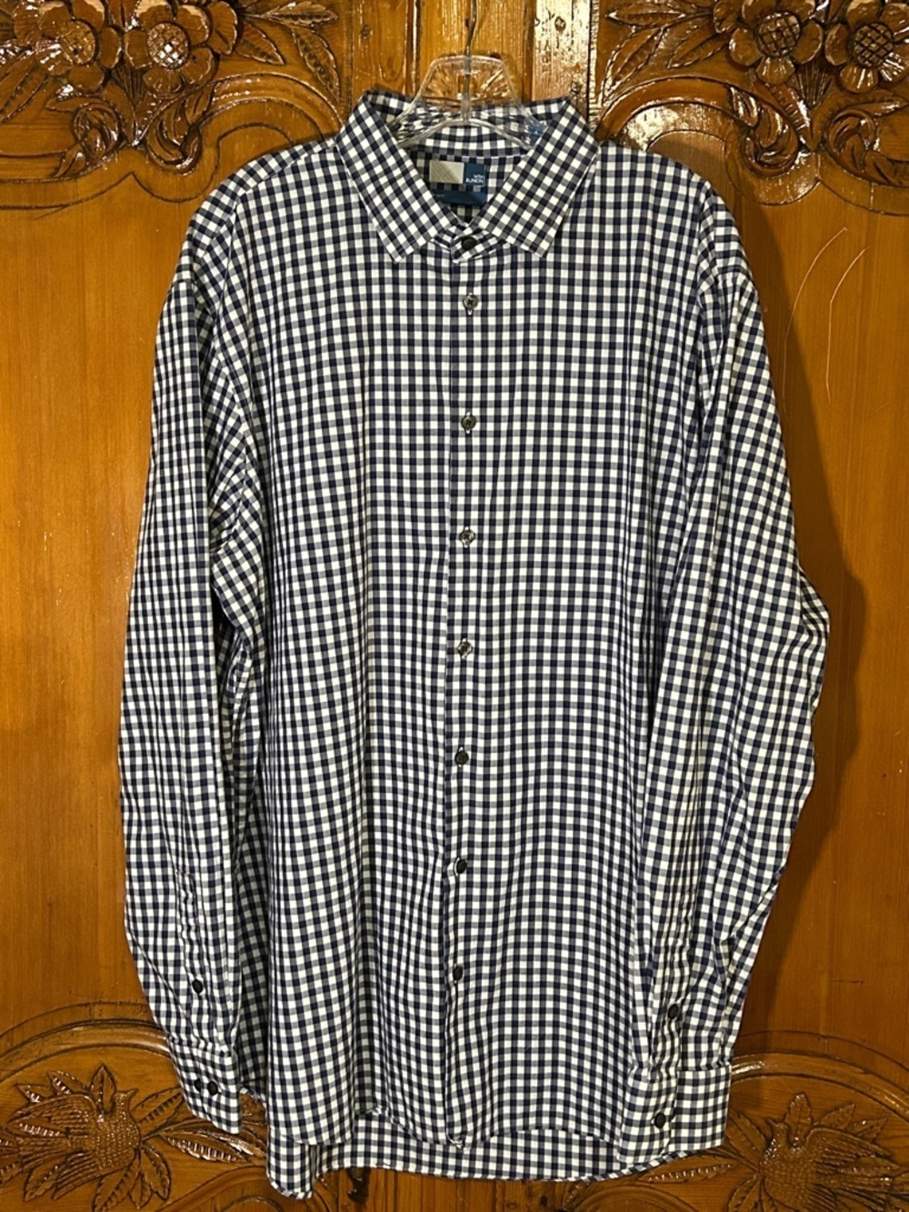 Banana Republic Navy and White Gingham Dress Shirt